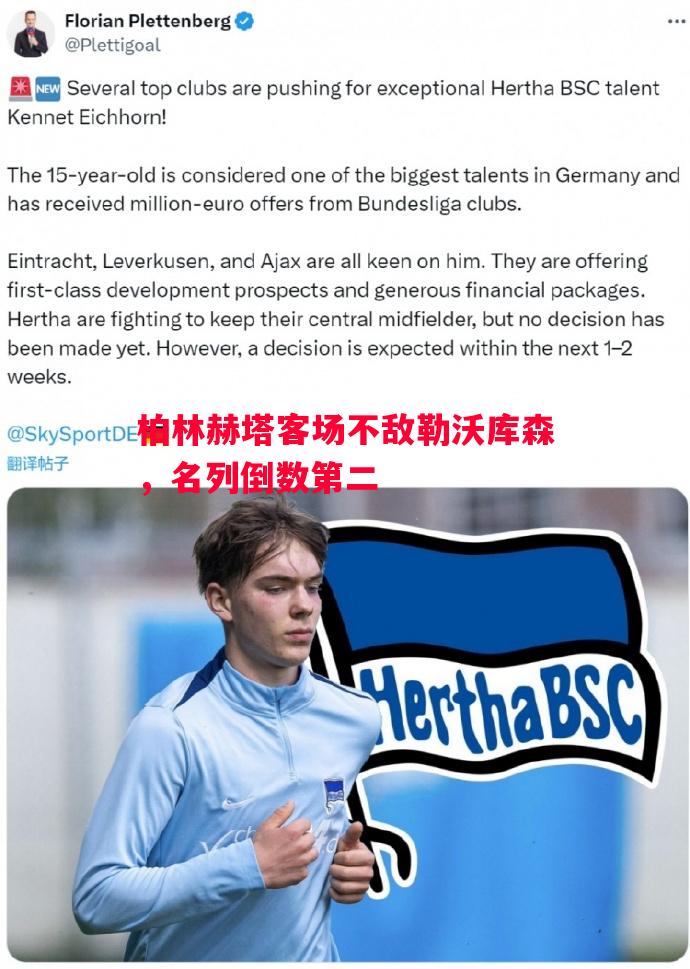 柏林赫塔客场不敌勒沃库森,名列倒数第二 柏林赫塔客场不敌勒沃库森,名列倒数第二